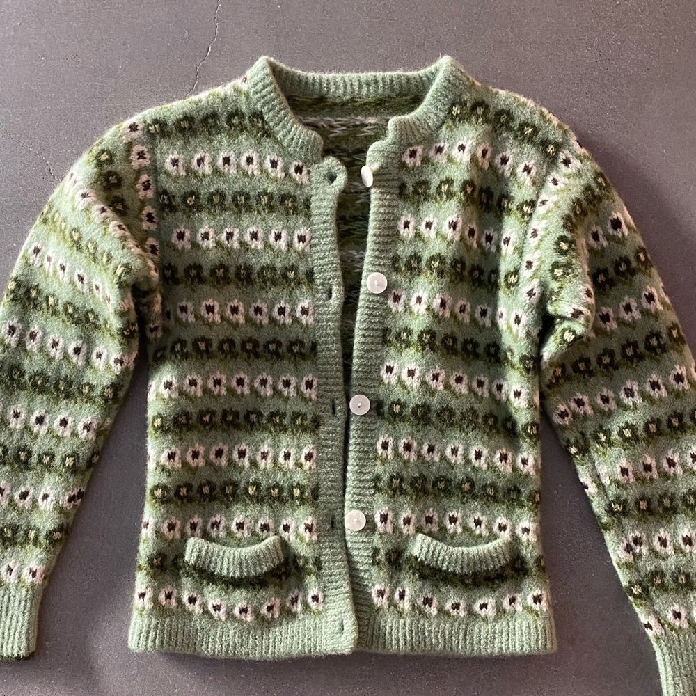 wool matcha green cardigan